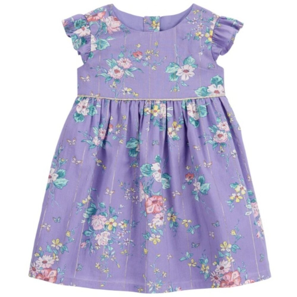 Toddler Girls OshKosh B'Gosh Floral Flutter Sleeves Dress Size 2T Purple NWT